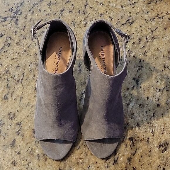 CHRISTIAN SIRIANO OPEN TOE HIGH HEEL ADJUSTABLE ANKLE STRAP SHOE - Picture 2 of 15